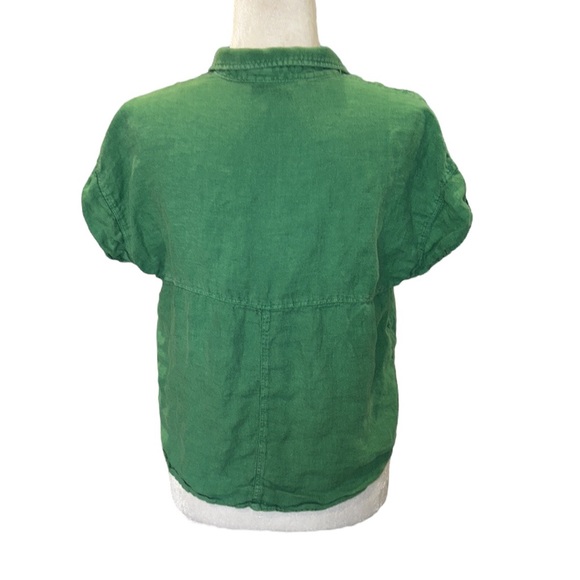 Zara Kelly Green Linen Pocket Cropped Blouse - M - Picture 8 of 14